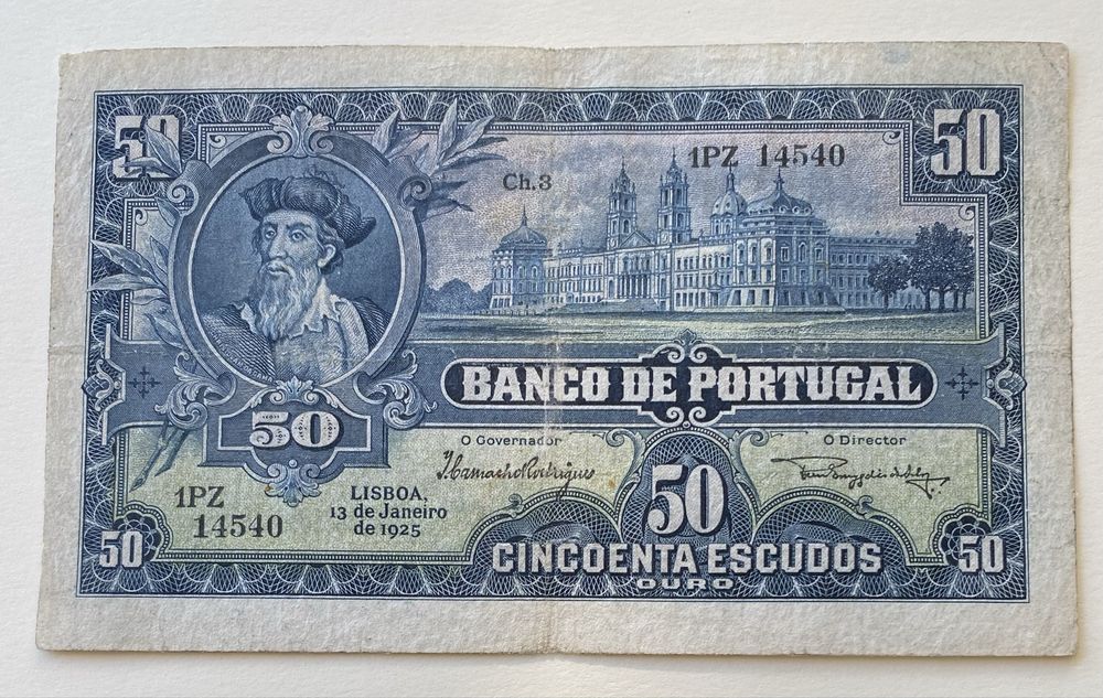 Nota 50$00 Ch.3 - D. Cristovao da Gama 13/01/1925 RARA