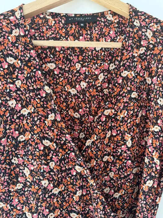 Sukienka damska M kopertowy wzor urocza w kwiatuszki