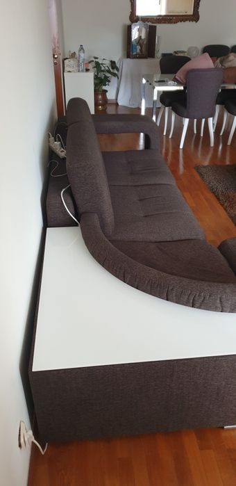 Sofá Castanho com chaise longue