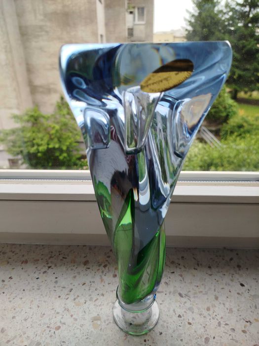 A. JABLONSKI rzadki, skrecony, krysztalowy wazon 29 cm