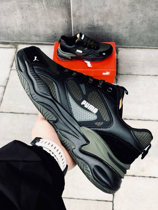 Мужские кроссовки puma black/khaki новинка этого сезона кросовки пума