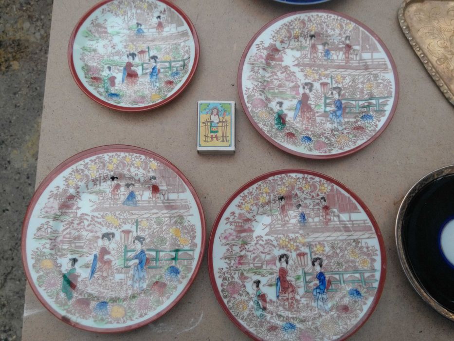 чайный сервиз Гейша Япония фарфор посуда латунь Индия