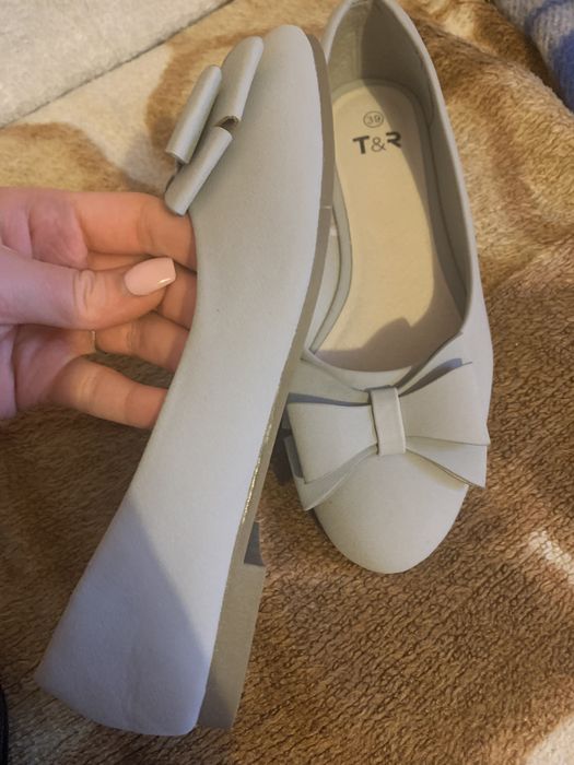Baleriny szare z kokardą rozmiar 39