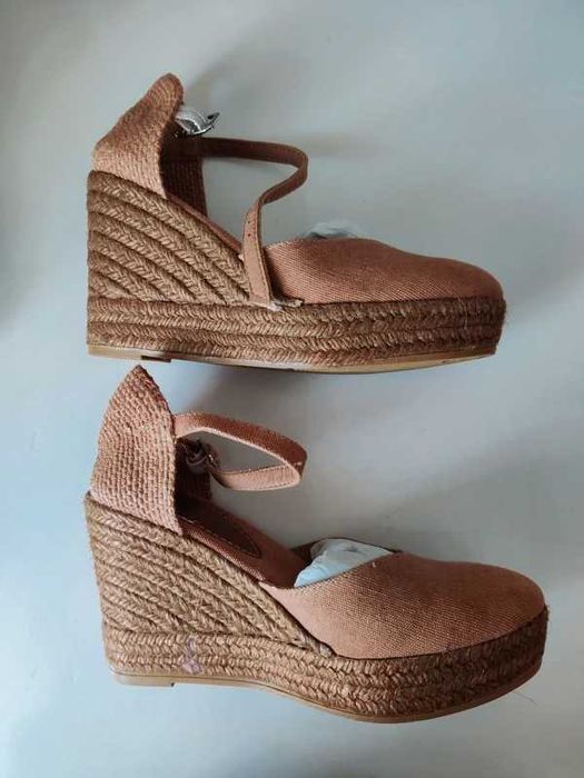 Alpercatas cunhas castanhas/bege Minelli