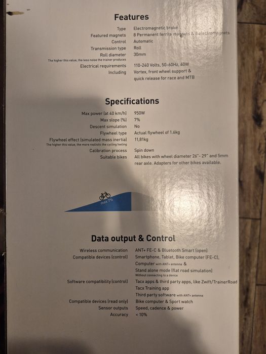 Trenażer Garmin TACX VORTEX SMART T2180 interaktywny Bluetooth ant+