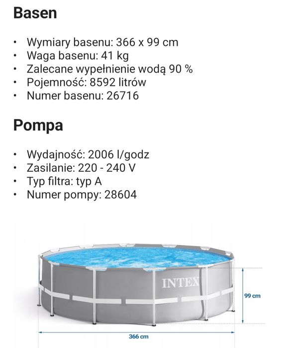 Basen stelażowy oorodowy