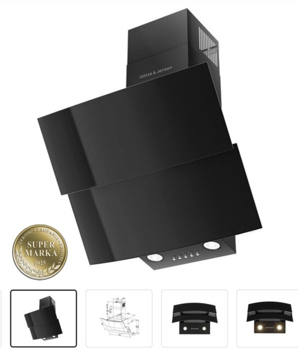 Okap GÖTZE & JENSEN VH260KM Czarny 310m3/h 60dB klasa C