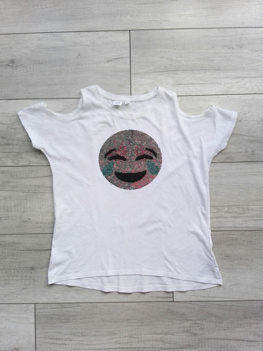 Zara biały t-shirt koszulkę odwracalne cekiny rozm 152