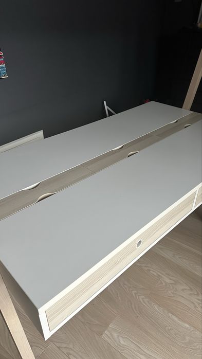 Biurko vox spot young dwustronne białe akacja