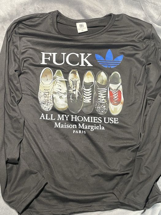 Лонгслів чорний з принтом Maison Margiela / Adidas style