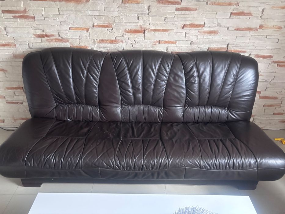 Komplet wypoczynkowy skóra naturalna brąz