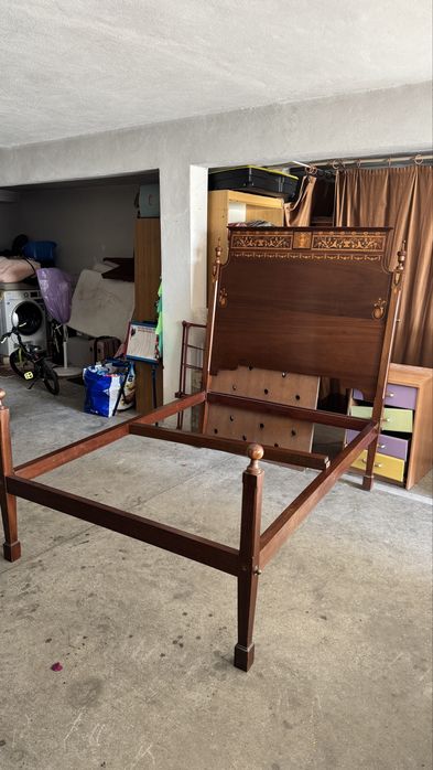 Cama antiga vintage casal madeira maçissa