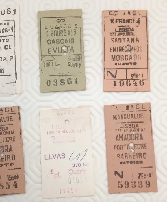 Bilhetes de comboio, CP, muito antigos, desde 5€