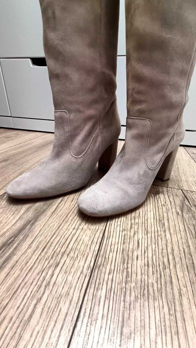 Zamszowe kozaki, buty MNG, Mango, r. 39