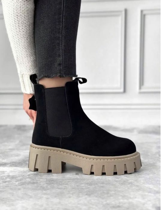 Ботинки натуральний замш челси замшевые сапоги