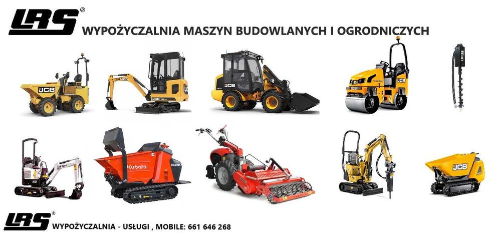 Glebogryzarka separacyjna wozidło minikoparka mikrokoparka taczka gąsienicowa walec młot wiertnica wynajem usługi wypożyczalnia wynajem maszyn