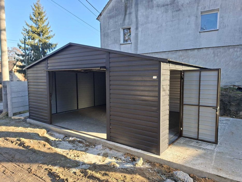 Blaszak Garaż blaszany 6mx5m PREMIUM dostawa w całej Polsce Montaż Gratis Garaże blaszane 6x5 6x6 7x5 7x6 8x5 8x6 Producent