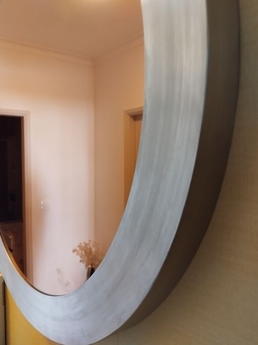 Espelho  grande moldura  Inox decorativo redondo diâmetro 66cm diâm