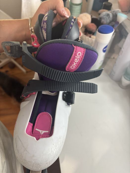 Patins Oxelo Decathlon ajustáveis criança – rosa/branco