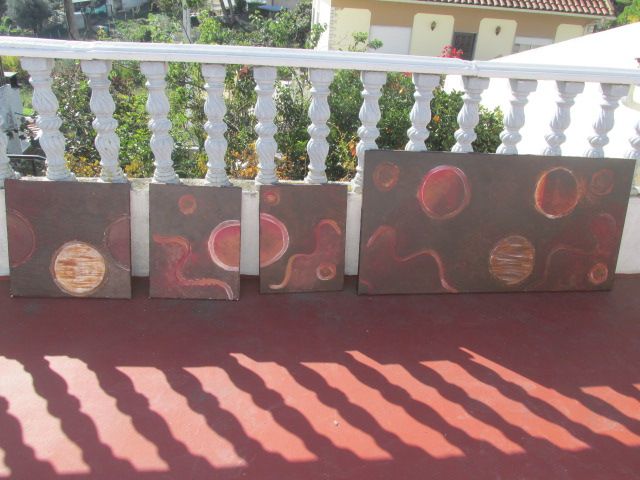 Quatro quadros pintados à mão em Monte Gordo a óleo sobre tela