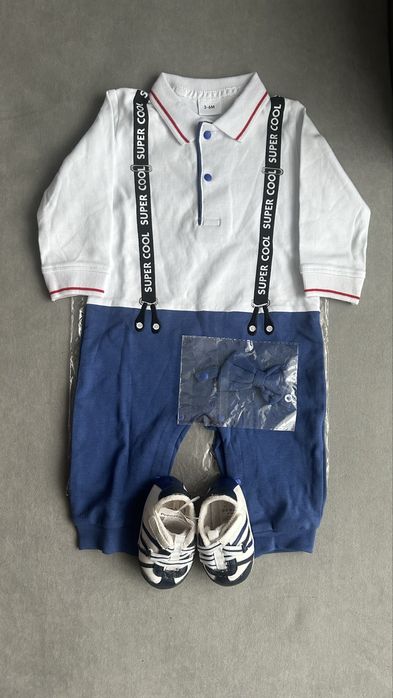 Новий ромпер та пінетки для хлопчика 3-6 місяців