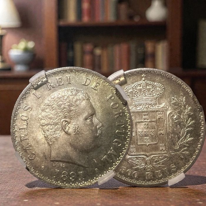 1891 - D. Carlos 500 Reis GENI MS64