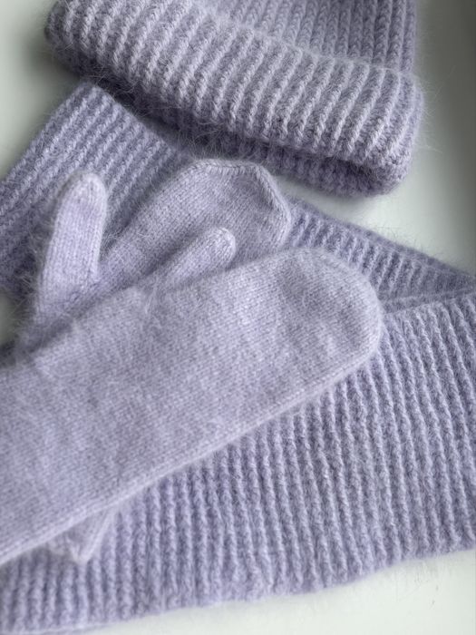 Зимова шапка, рукавички та шарф з пуху норки, ручна робота,