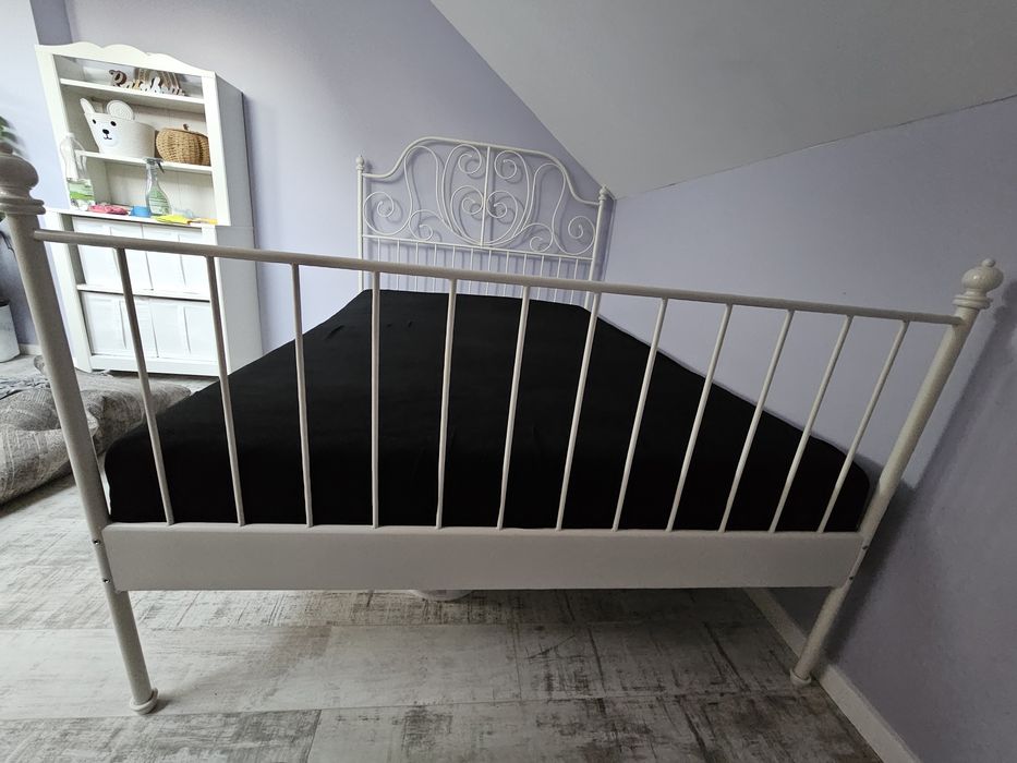 Łóżko ikea leirvik 140cm  metalowe białe rama + stelaż