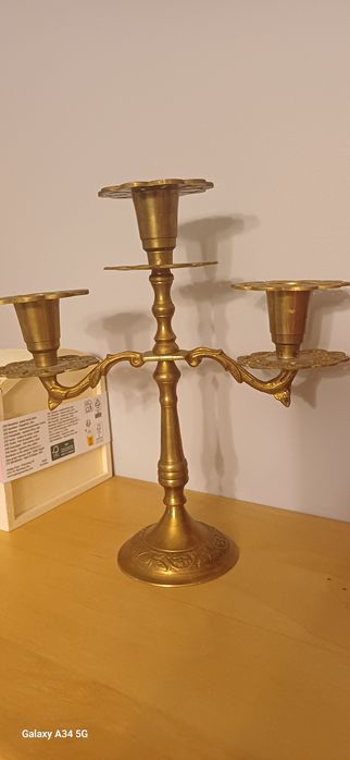 Świecznik mosiądz wys  ok 20cm
