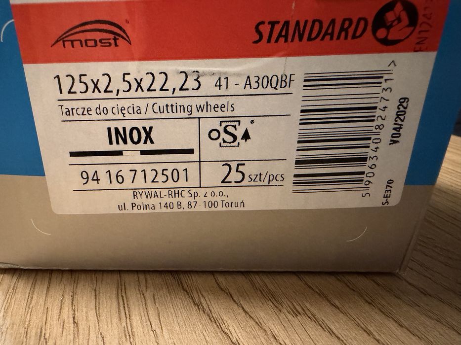 Tarcze Most do stali nierdzewnej 125 x 2,5 - 100 sztuk