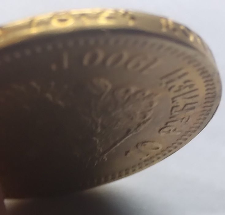 MonetA 10 rubli 1900 (Mikołaj II) – Pozłacana, piękny stan