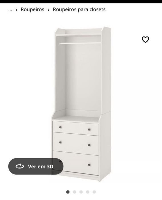 Roupeiro aberto 3 gavetas 70x199cm