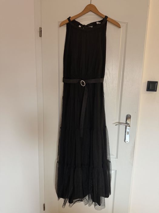 Czarna dluga sukienka Zara r. M bal studniówka karnawał