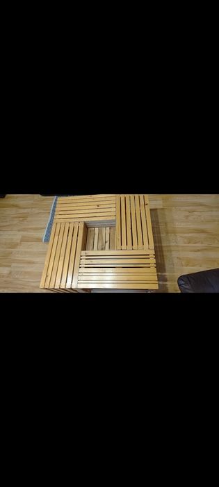 Stolik kawowy drewniany handmade na kółkach