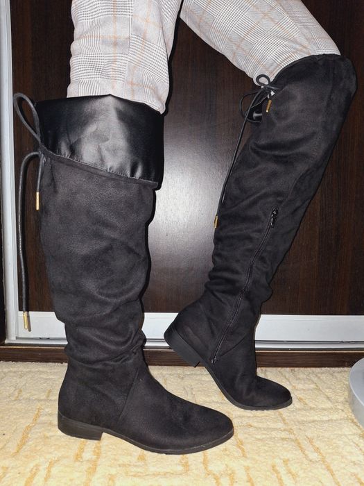 Идеальные сапоги высокие ботфорди базовые без каблука 39