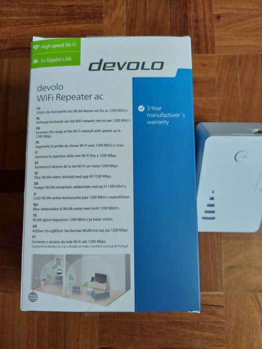 Repetidor Wi Fi Devolo alta velocidade, 1200 Mbps, garantia Junho 2026