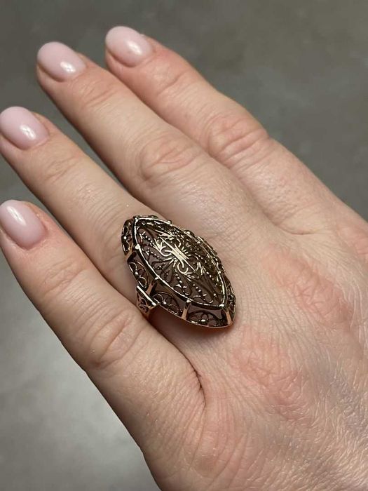 Złoty Pierścionek - Pestka - Pająk - 6,37g - WARMET B-623 - VINTAGE