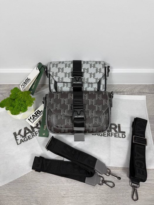 Чоловіча сумка Karl Lagerfeld через плече | Крос-боді | Нова | Чорна/Біла | Сумка Карл Лагерфелд чоловіча