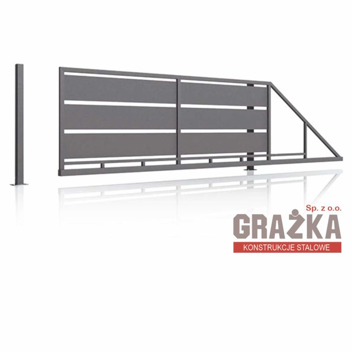 Brama przesuwna samonośna 4,00 m wypełniona kasetonami OCYNKOWANA