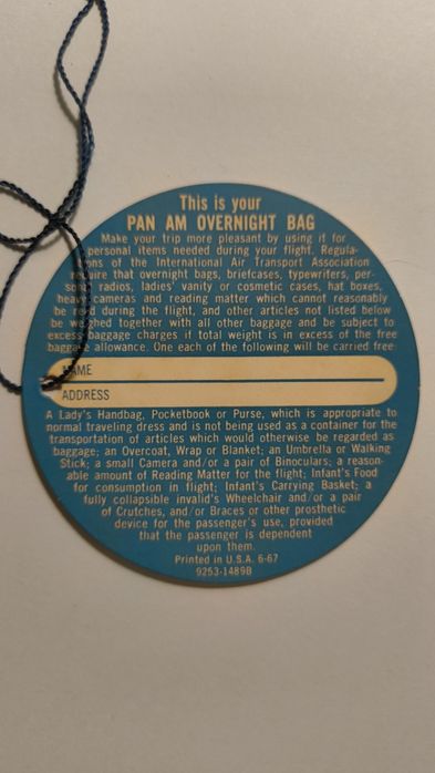 Etiqueta de bagagem PAN AM