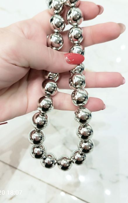 Nowy naszyjnik stal nierdzewna srebrne kule Zara