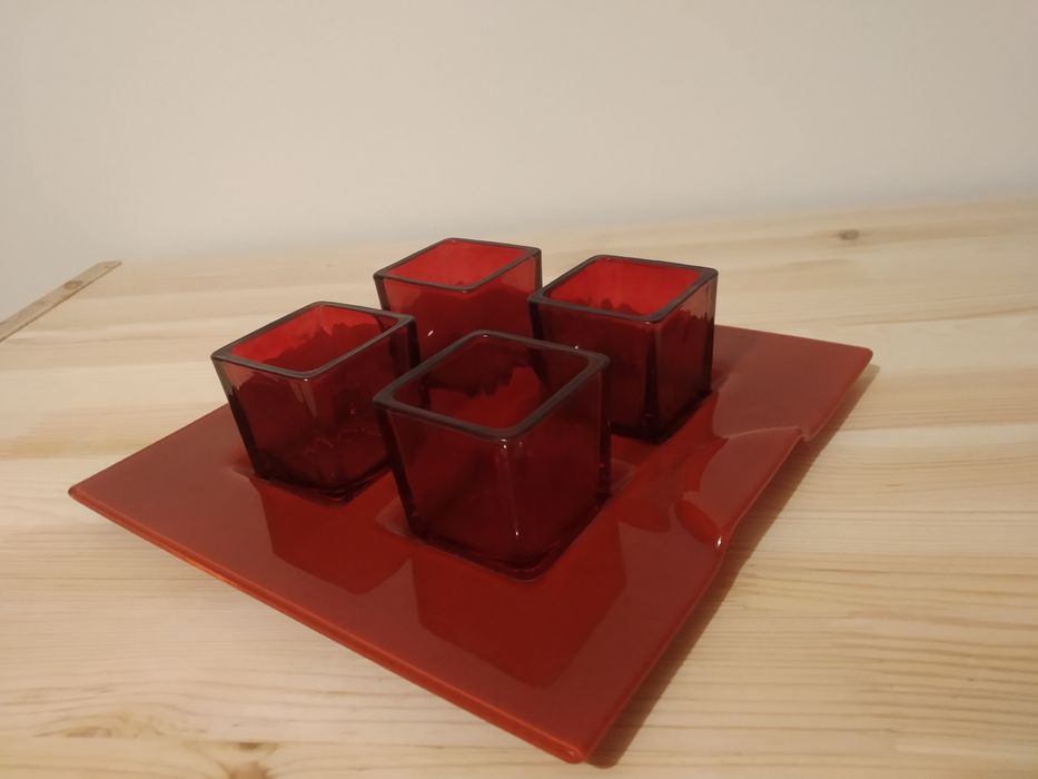 Conjunto de 4 taças de vidro vermelho