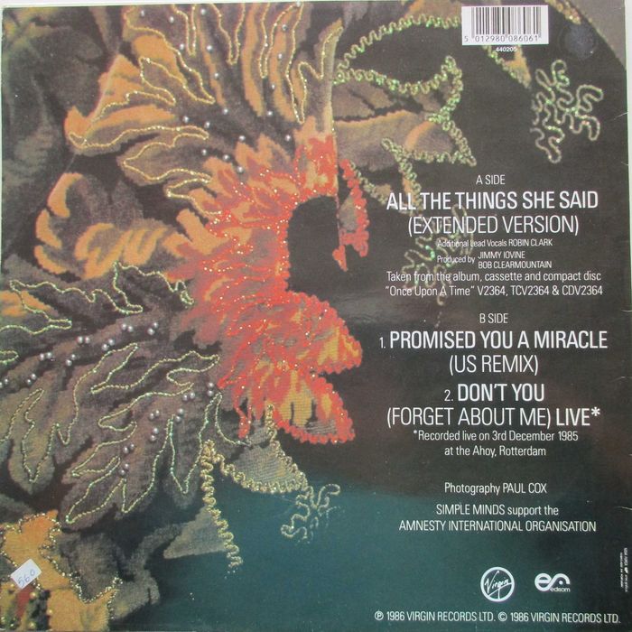 Simple Minds - - - - - All the Things She Said - - - - - Maxi Single