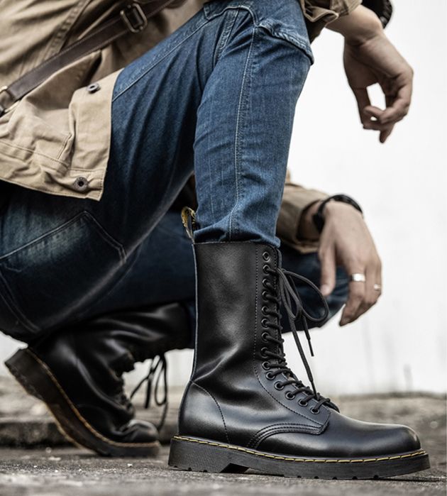 Glany Combat Boots oficerki kozaki 14 dziurek wysokie buty Dr Martin