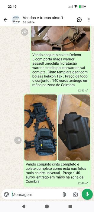 Vendo coletes pretos e coyote
