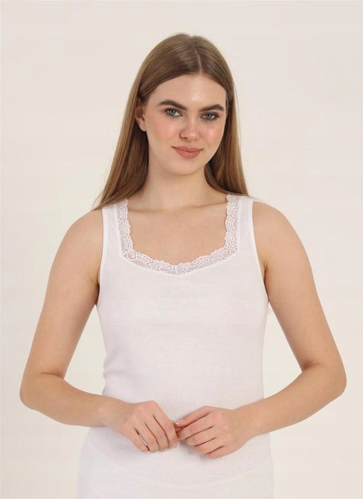 Koszulka Damska Na Ramiączkach Biała 100% Bawełna R. Xl