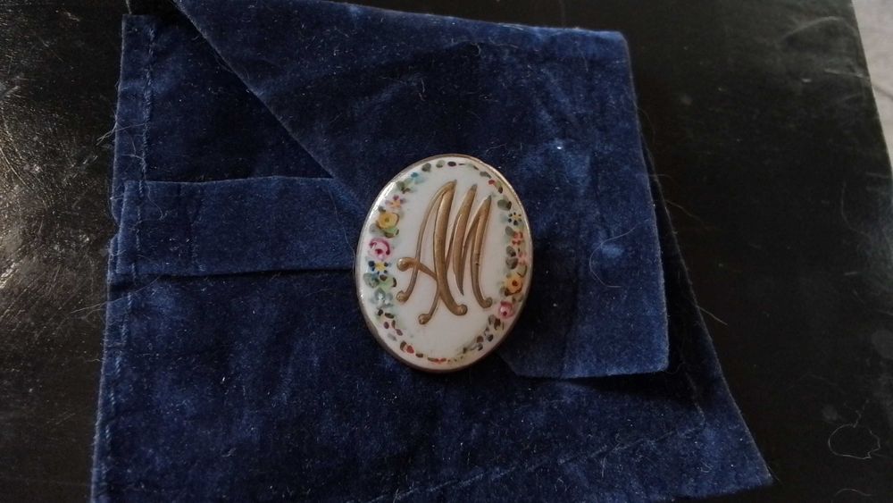 Hand-painted porcelain brooch