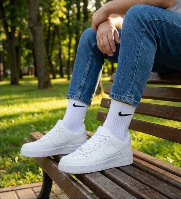 носки найк 10пар-300грн шкарпетки nike чоловічі жіночі високі білі однотонні рубчик теніска спортивні