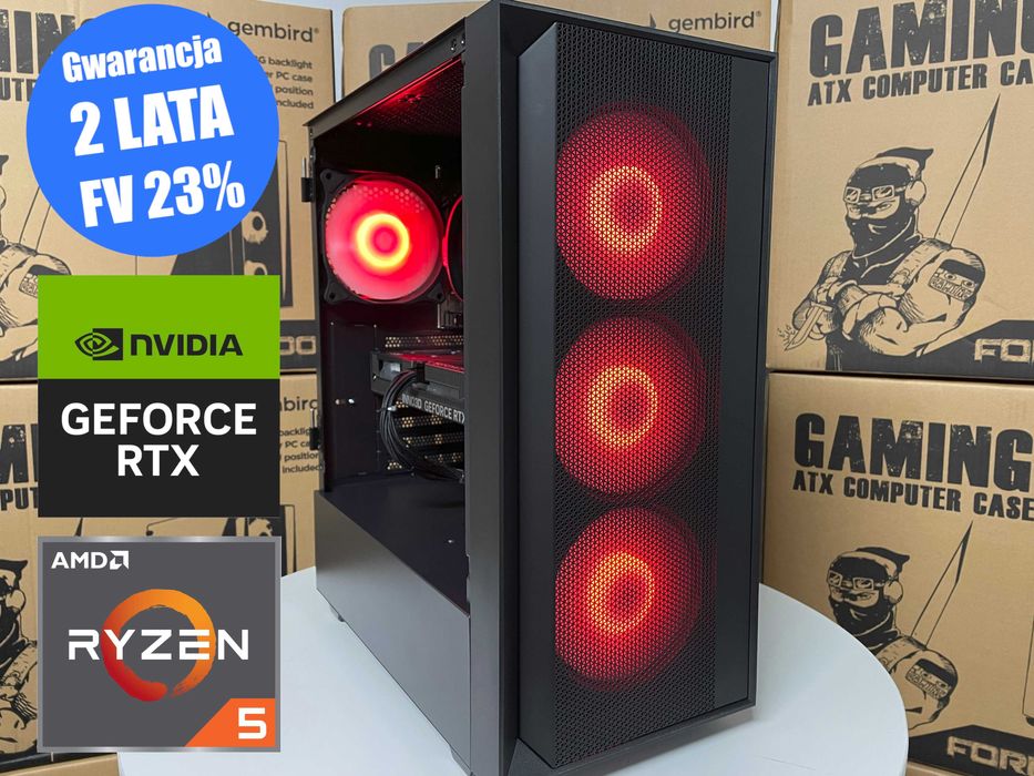 Nowy Komputer Gamingowy Ryzen 5 5500 16GB RAM 1TB SSD NVME RTX 5060 Ti Win11 Gwrancja 24mc Faktura 23%