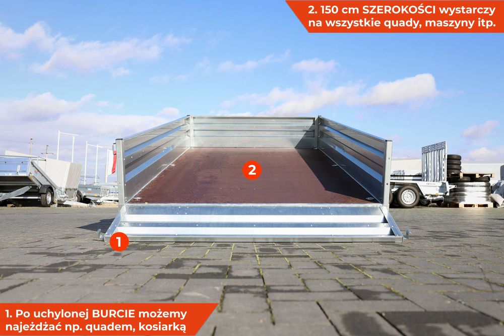 Duża przyczepa samochodowa SPAWANA Vesta 301 x 151 z kiprem na quada!